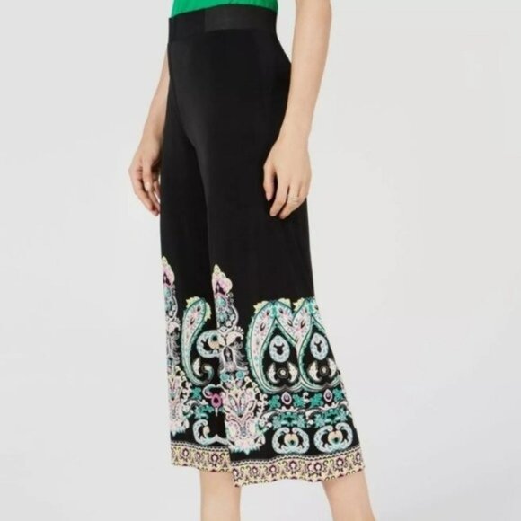 INC International Concepts Floral Damask Paisley Cropped Wide Leg Pants Size XS - Picture 4 of 9